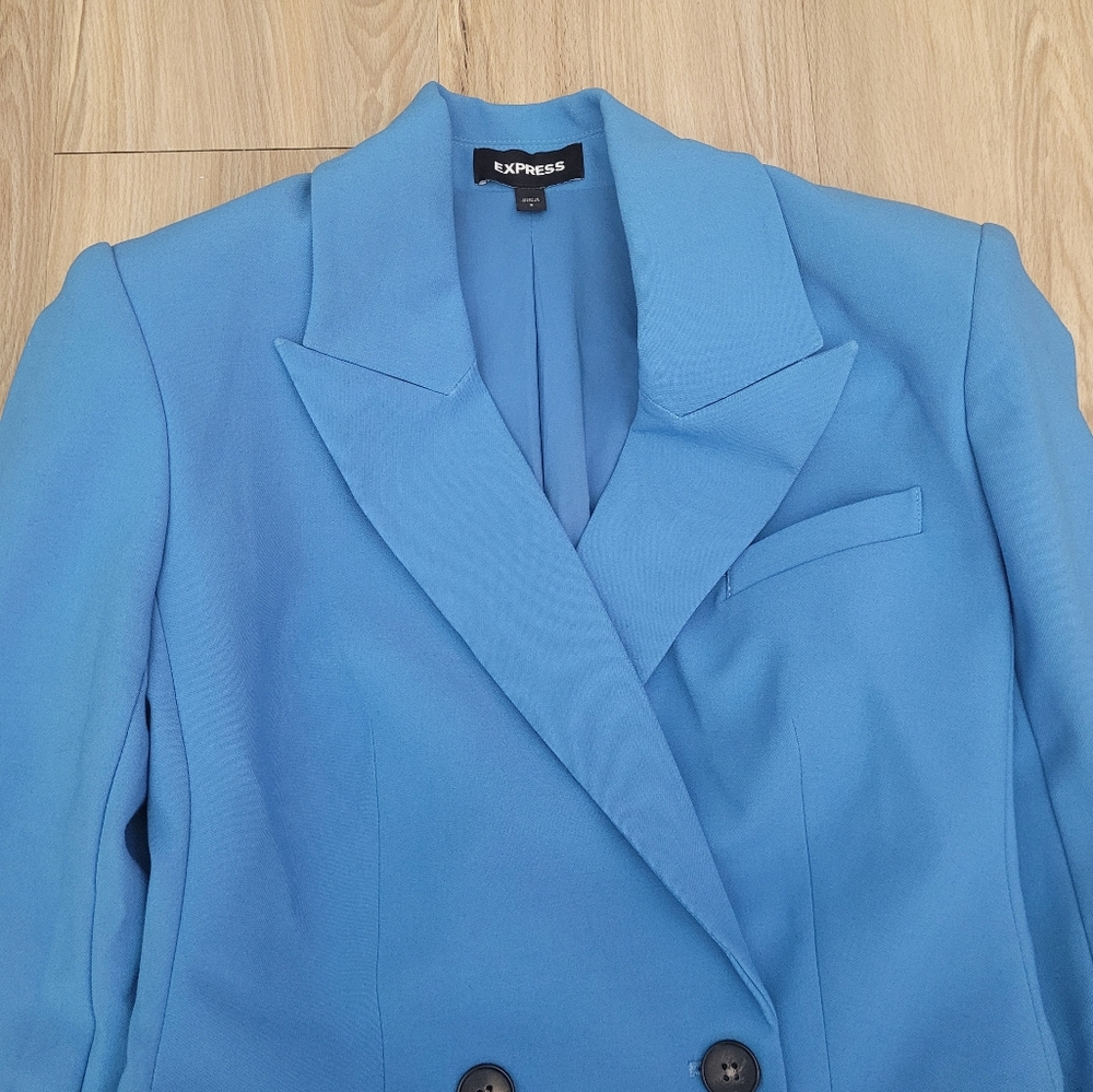 Express Double Breasted Hourglass Blazer Blue Tailored Blazer Size 2 - Picture 3 of 7